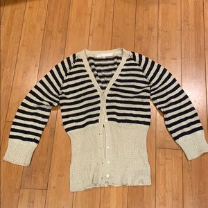 Erica Tanov black and white stripe cardigan